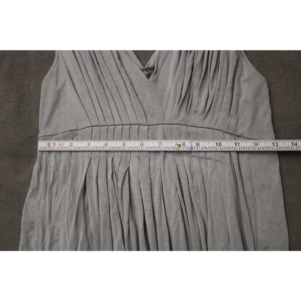 TWENTY ONE Babydoll Dress Women Small Heather Gray Pleated Stripes Sheer Shirt - Picture 6 of 16